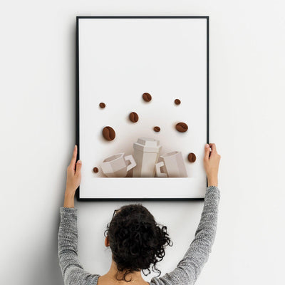 Coffee Seven Kitchen Wall Art Prints Dining Room Home Décor Poster Minimalistic Paper Cut Art - Kuzi Tees