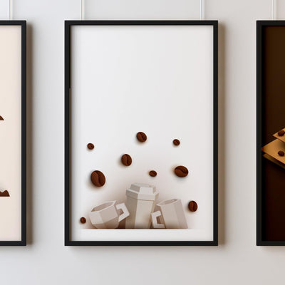 Coffee Seven Kitchen Wall Art Prints Dining Room Home Décor Poster Minimalistic Paper Cut Art - Kuzi Tees
