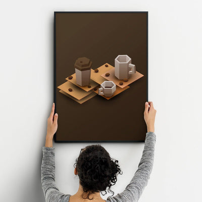 Coffee Eight Kitchen Wall Art Prints Dining Room Home Décor Poster Minimalistic Paper Cut Art - Kuzi Tees
