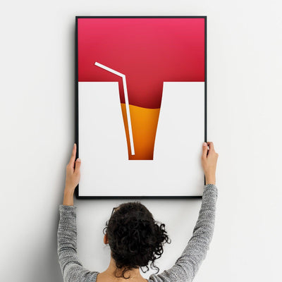 Cocktails One Kitchen Wall Art Prints Dining Room Home Décor Poster Minimalistic Paper Cut Art - Kuzi Tees