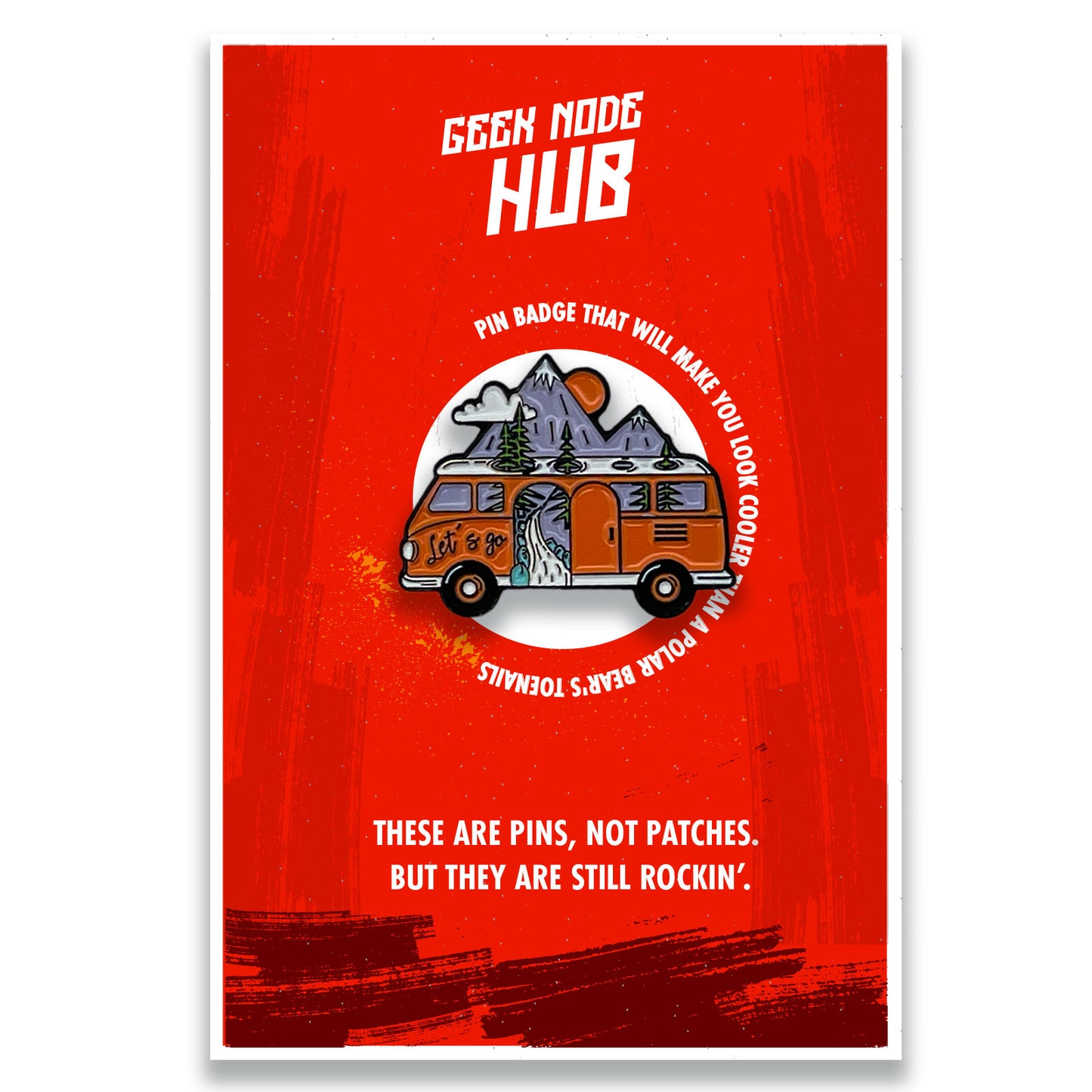 Outdoors Volkswagen Camping Van Pin Badge - Kuzi Tees