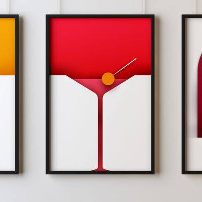Cocktails Four Kitchen Wall Art Prints Dining Room Home Décor Poster Minimalistic Paper Cut Art - Kuzi Tees