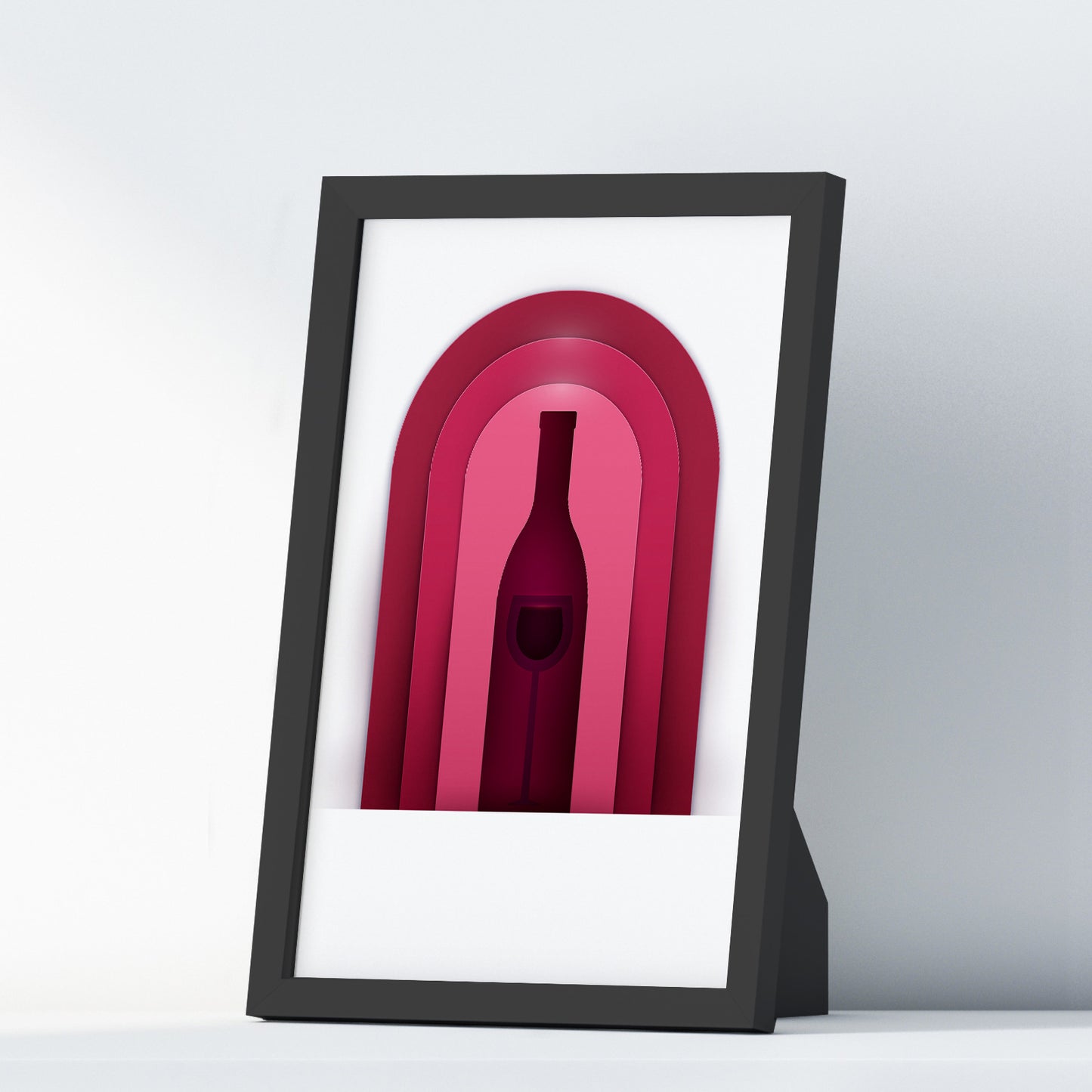 Wine One Kitchen Wall Art Prints Dining Room Home Décor Poster Minimalistic Paper Cut Art - Kuzi Tees