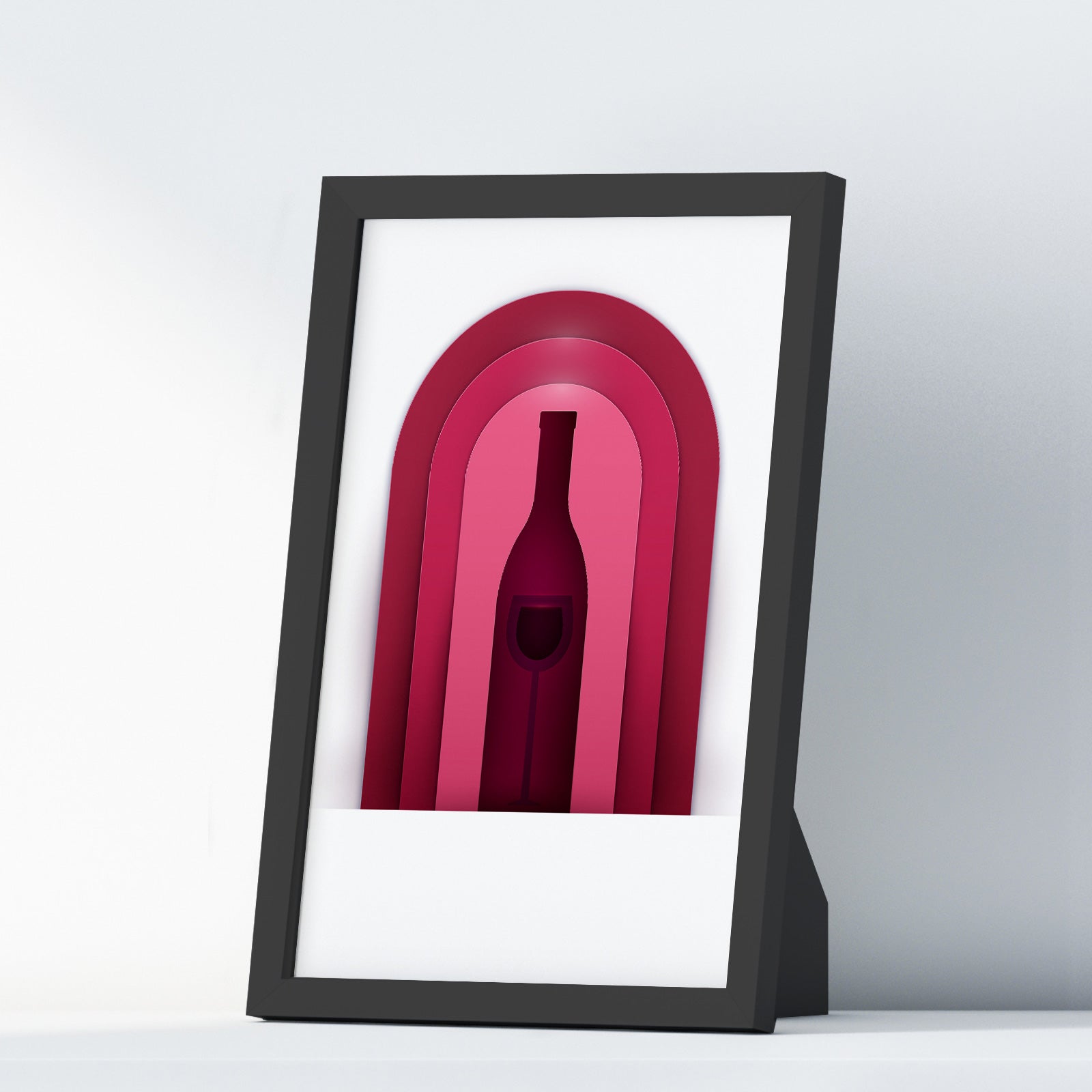 Wine One Kitchen Wall Art Prints Dining Room Home Décor Poster Minimalistic Paper Cut Art - Kuzi Tees