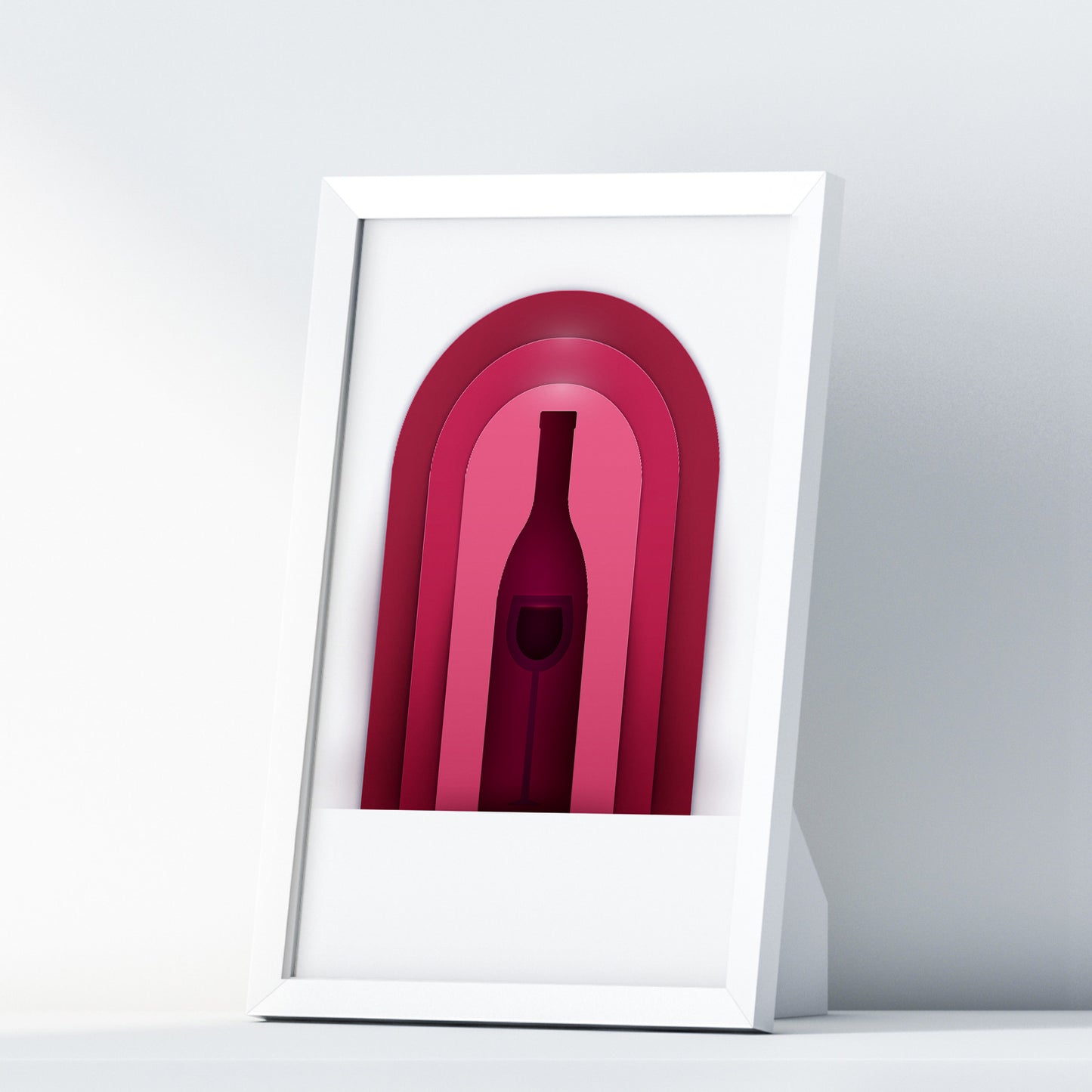 Wine One Kitchen Wall Art Prints Dining Room Home Décor Poster Minimalistic Paper Cut Art - Kuzi Tees