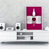 Wine Two Kitchen Wall Art Prints Dining Room Home Décor Poster Minimalistic Paper Cut Art - Kuzi Tees