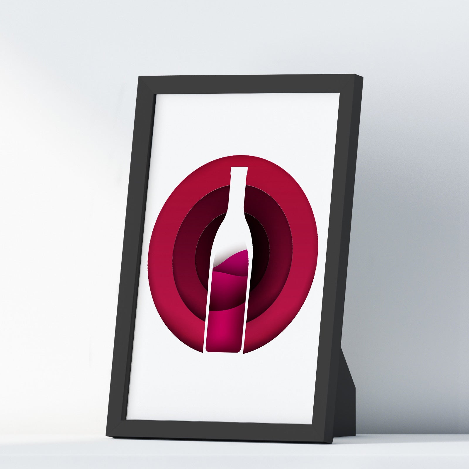 Wine Three Kitchen Wall Art Prints Dining Room Home Décor Poster Minimalistic Paper Cut Art - Kuzi Tees