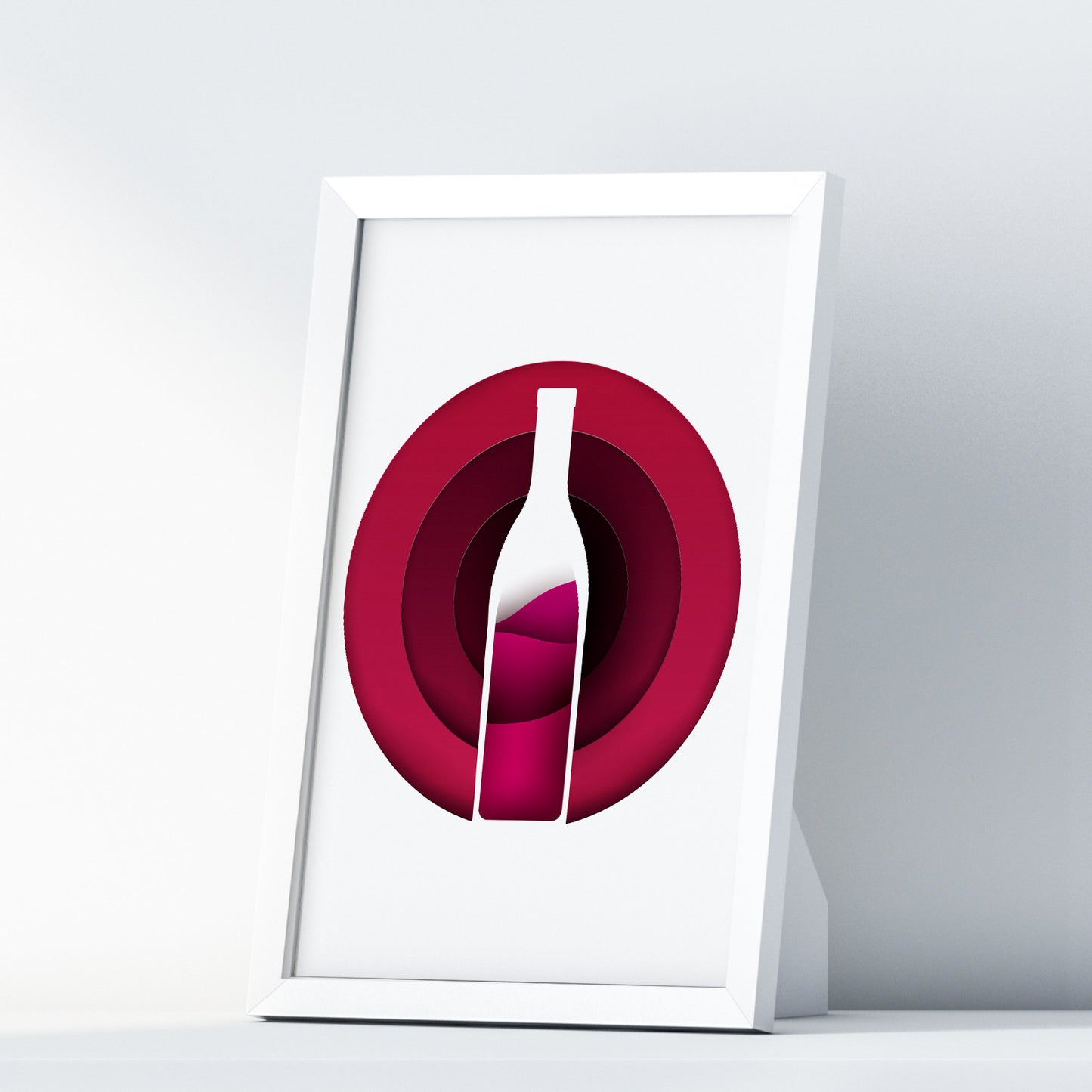 Wine Three Kitchen Wall Art Prints Dining Room Home Décor Poster Minimalistic Paper Cut Art - Kuzi Tees