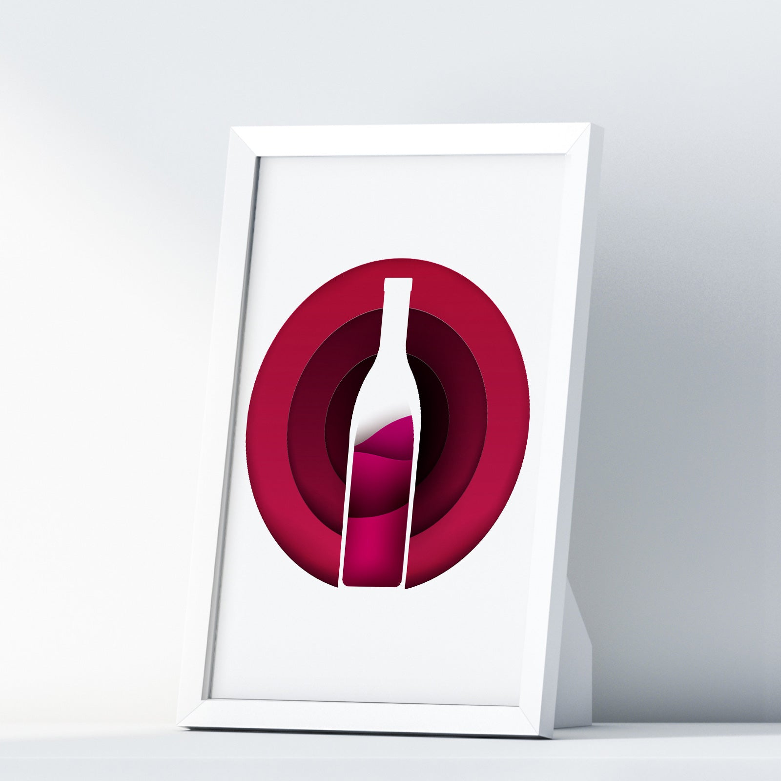 Wine Three Kitchen Wall Art Prints Dining Room Home Décor Poster Minimalistic Paper Cut Art - Kuzi Tees