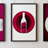 Wine Three Kitchen Wall Art Prints Dining Room Home Décor Poster Minimalistic Paper Cut Art - Kuzi Tees