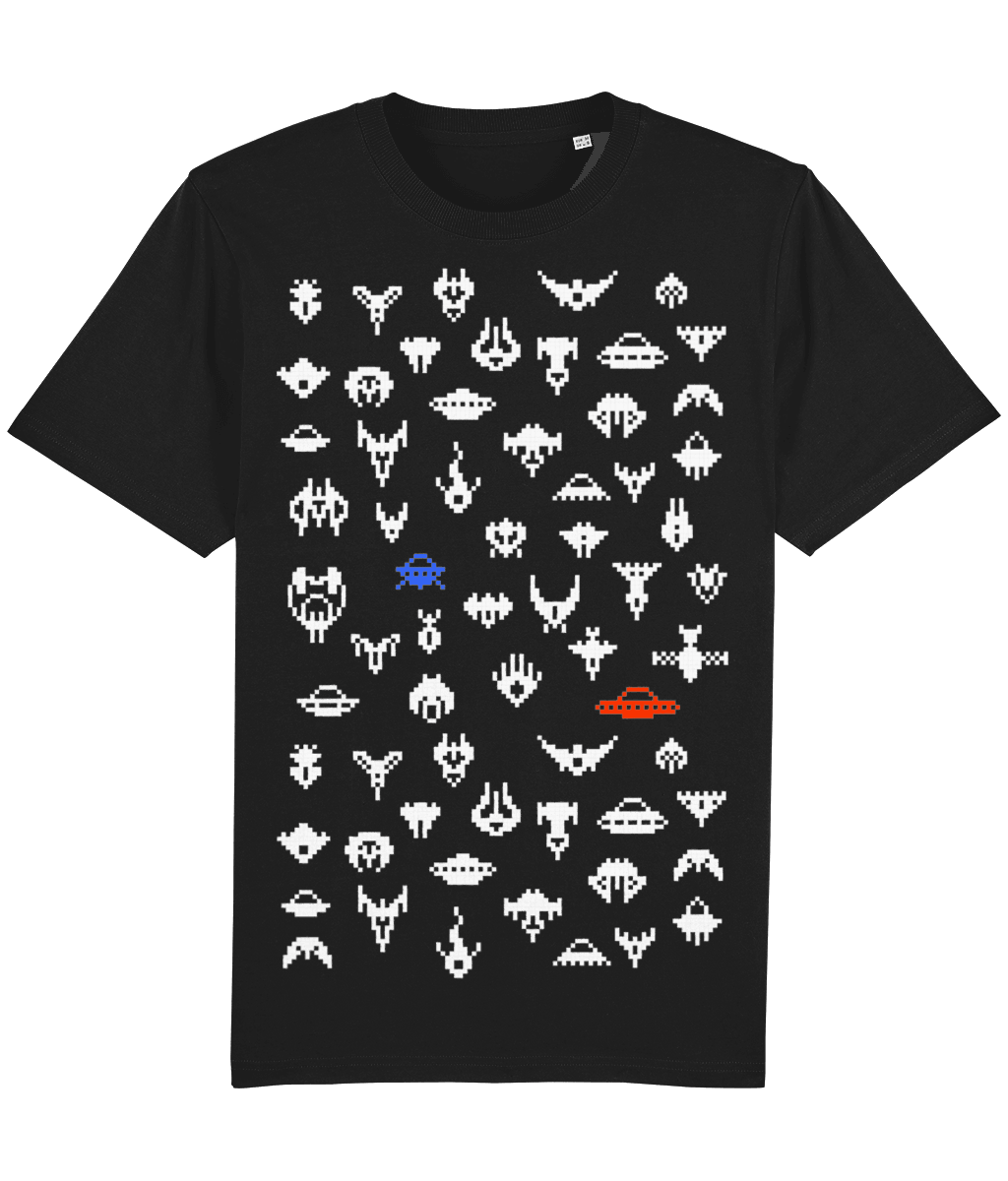 Alien Spaceships Retro Style 8 Bit Old Skool Pixel Art - Kuzi Tees