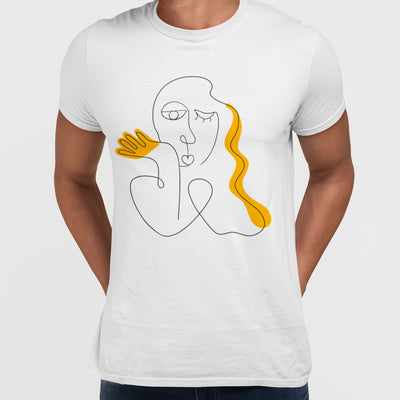 Old-Skool One Line Drawing Abstract Face Two - Kuzi Tees