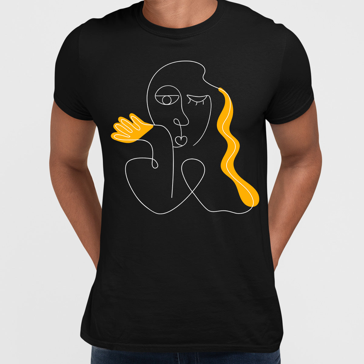 Old-Skool One Line Drawing Abstract Face Two - Kuzi Tees