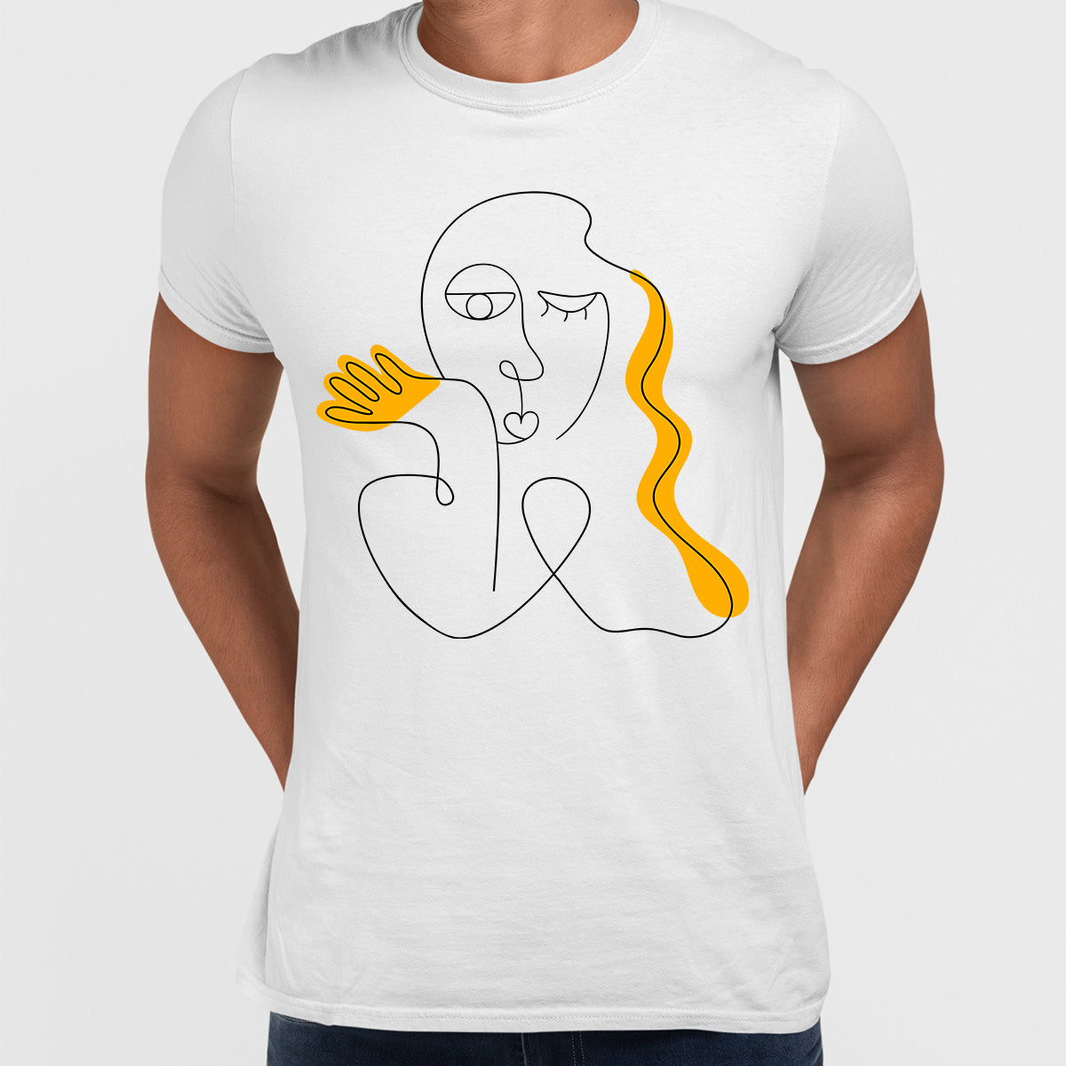 Old-Skool One Line Drawing Abstract Face Two - Kuzi Tees