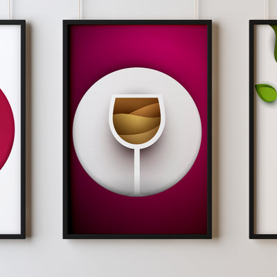 Wine Four Kitchen Wall Art Prints Dining Room Home Décor Poster Minimalistic Paper Cut Art - Kuzi Tees