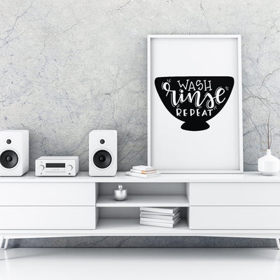 Wash Rinse Repeat A4 A3+A2 Posters Wall Art Home - Kuzi Tees