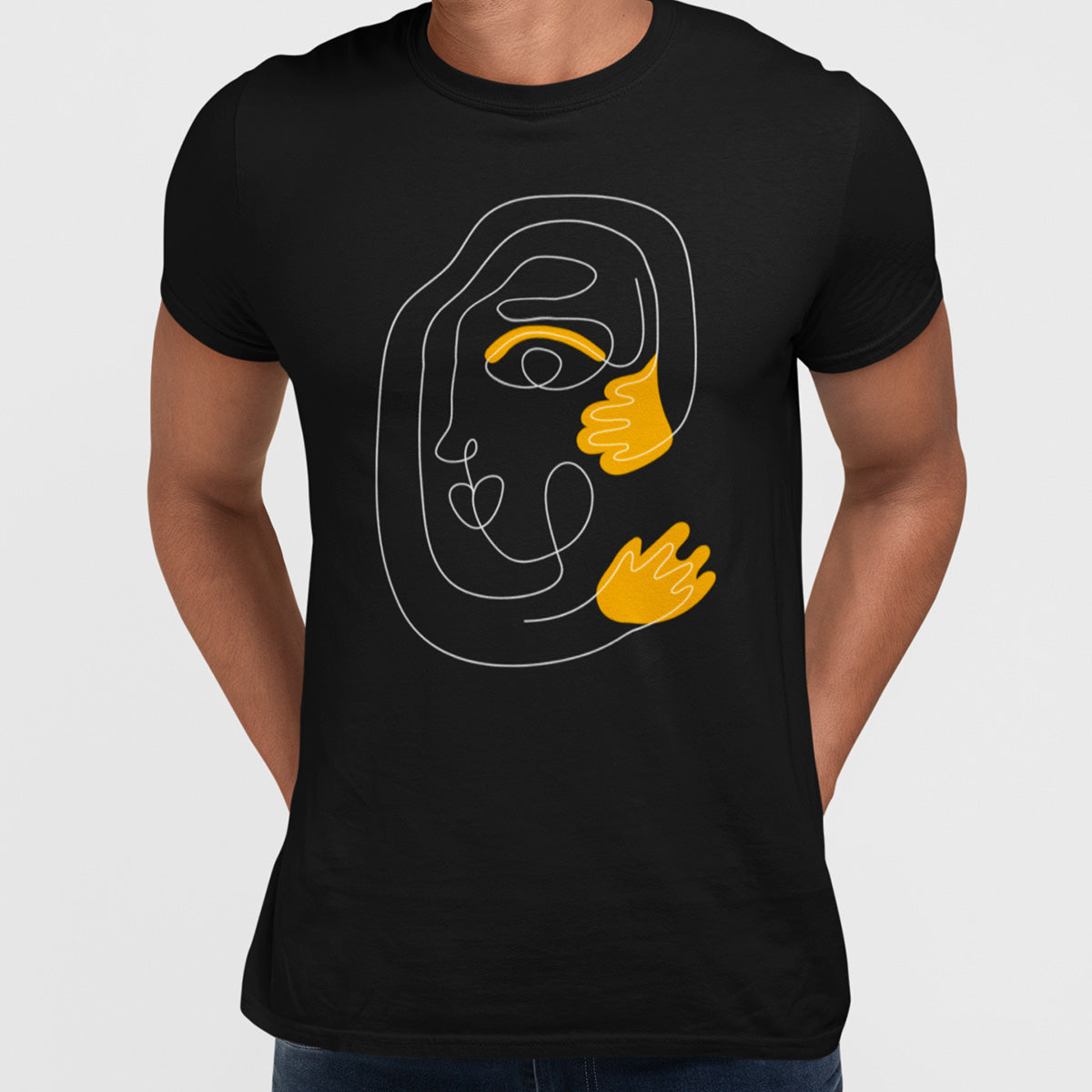 Old-Skool One Line Drawing Abstract Face Three - Kuzi Tees