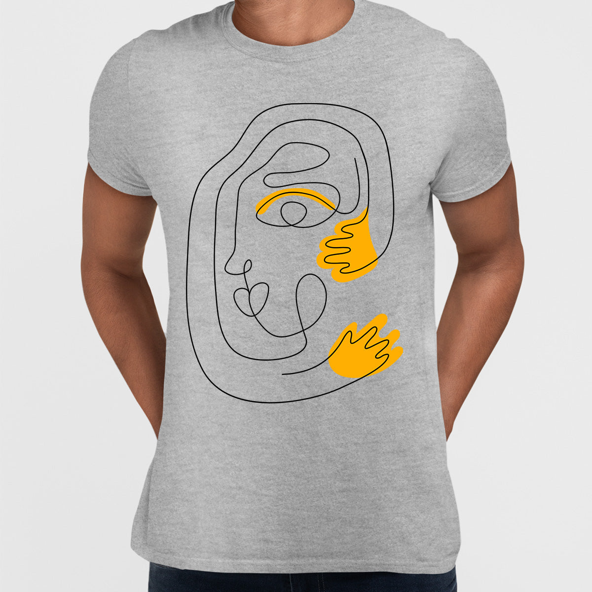Old-Skool One Line Drawing Abstract Face Three - Kuzi Tees