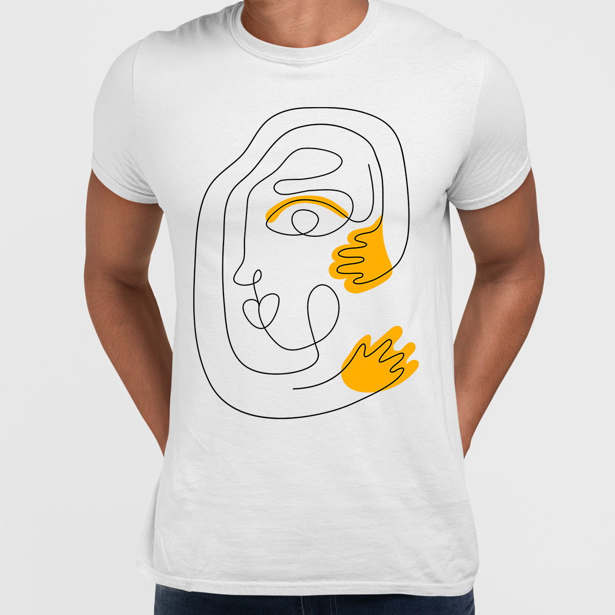 Old-Skool One Line Drawing Abstract Face Three - Kuzi Tees