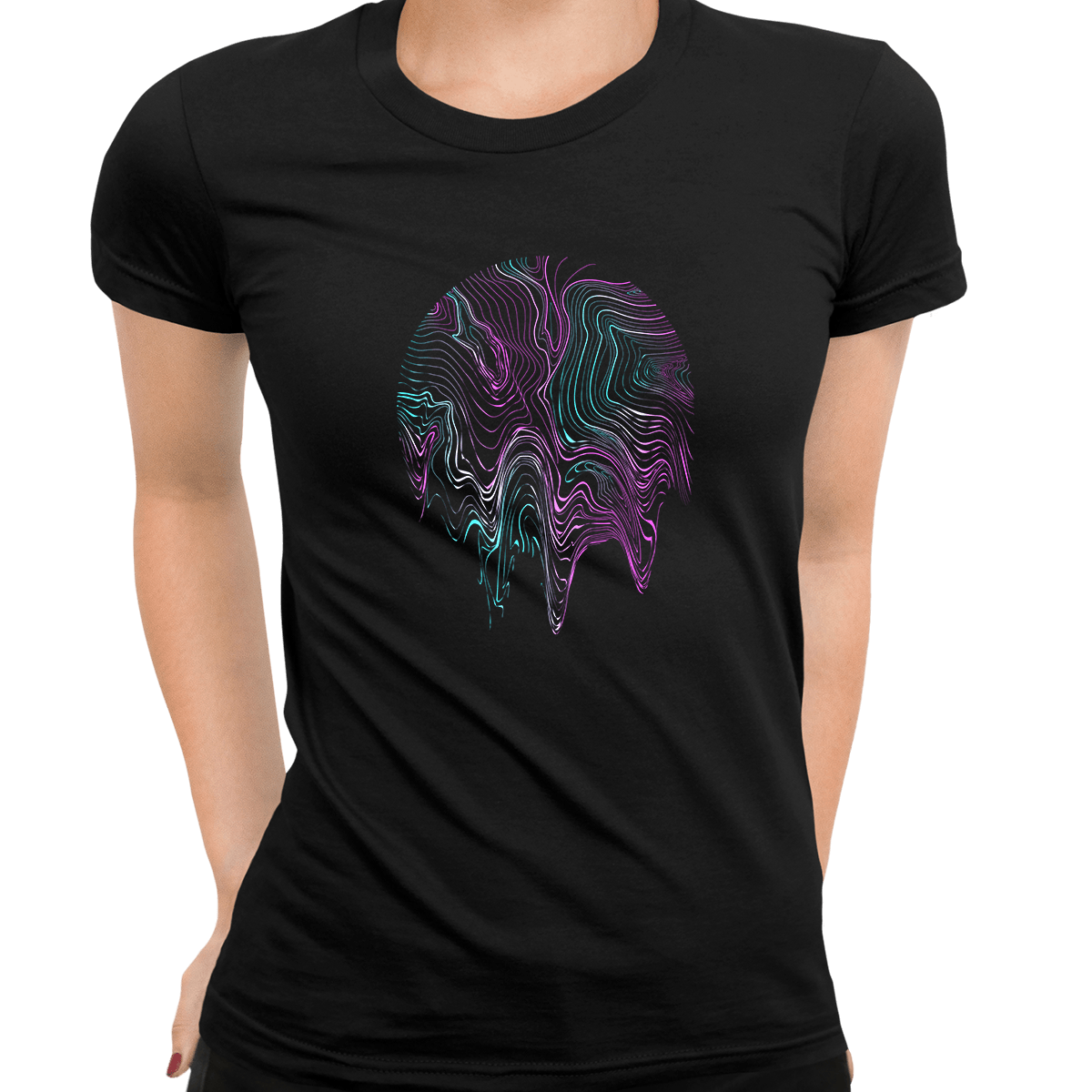 3D Vapor wave abstract liquid Fluid Sphere  Surreal Unique Design T-shirt - Kuzi Tees
