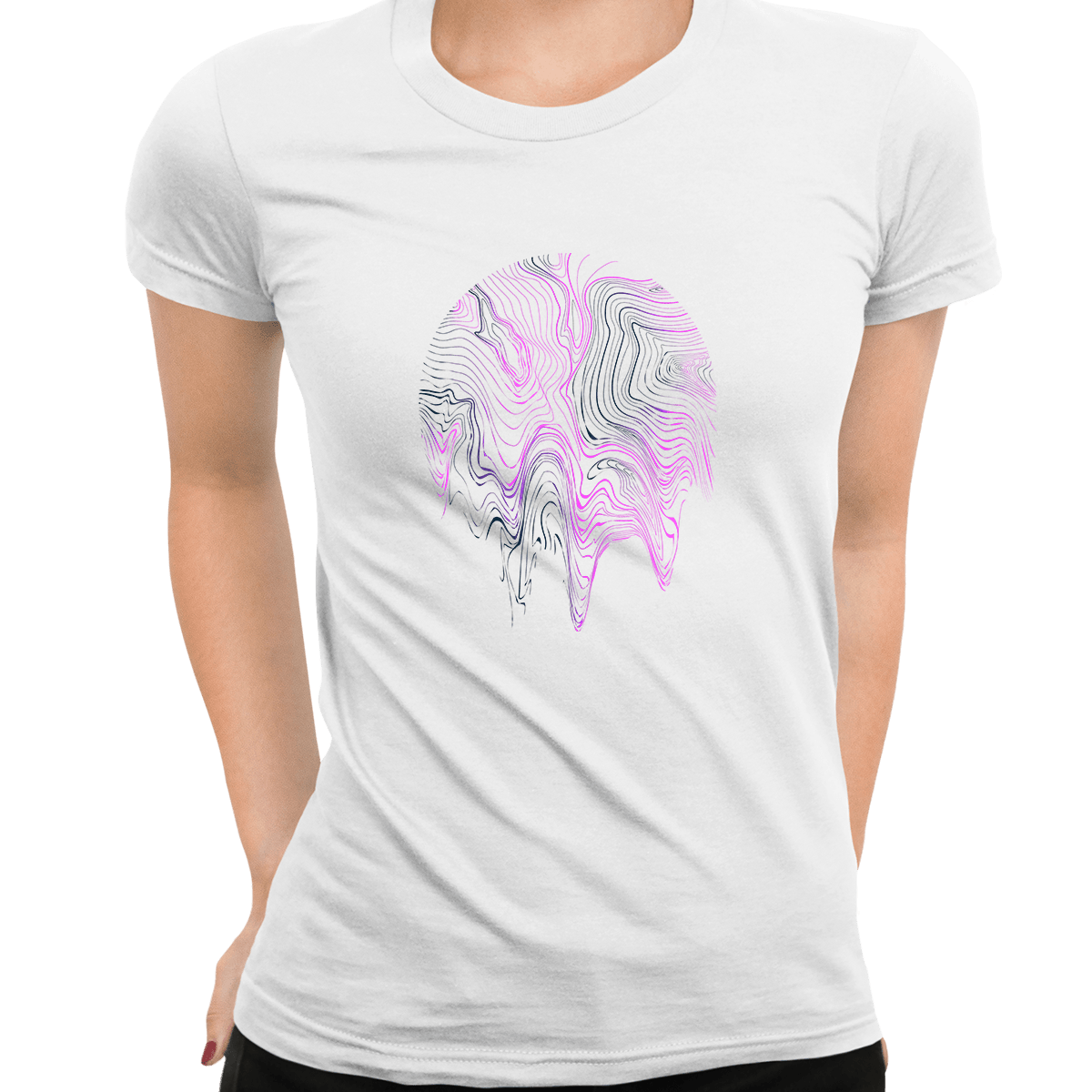 3D Vapor wave abstract liquid Fluid Sphere  Surreal Unique Design T-shirt - Kuzi Tees