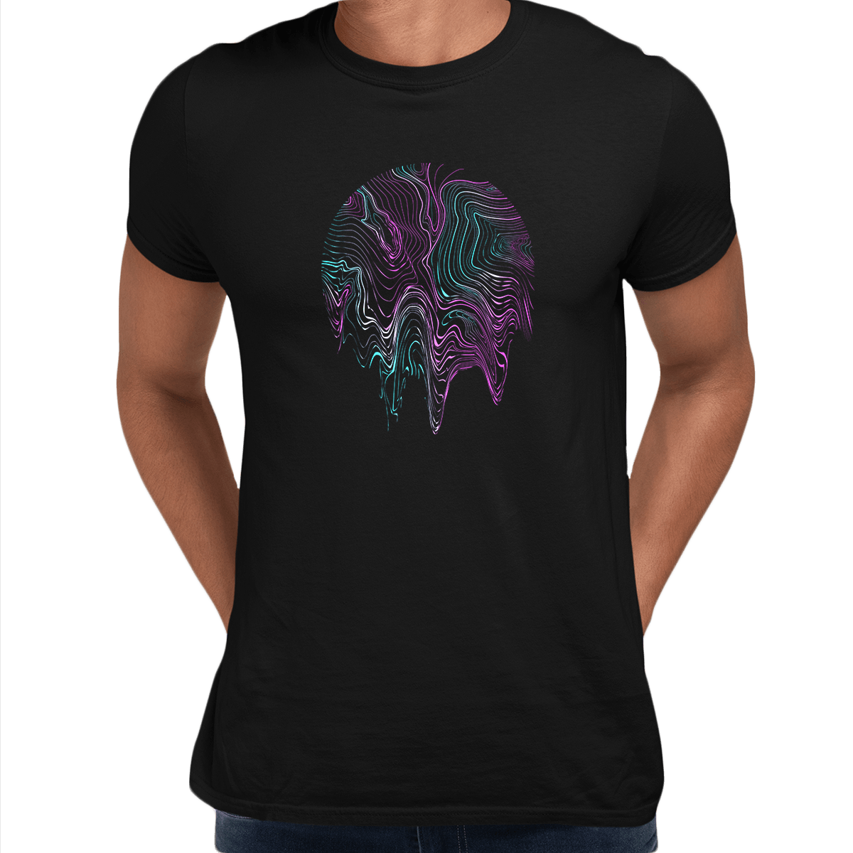 3D Vapor wave abstract liquid Fluid Sphere  Surreal Unique Design T-shirt - Kuzi Tees