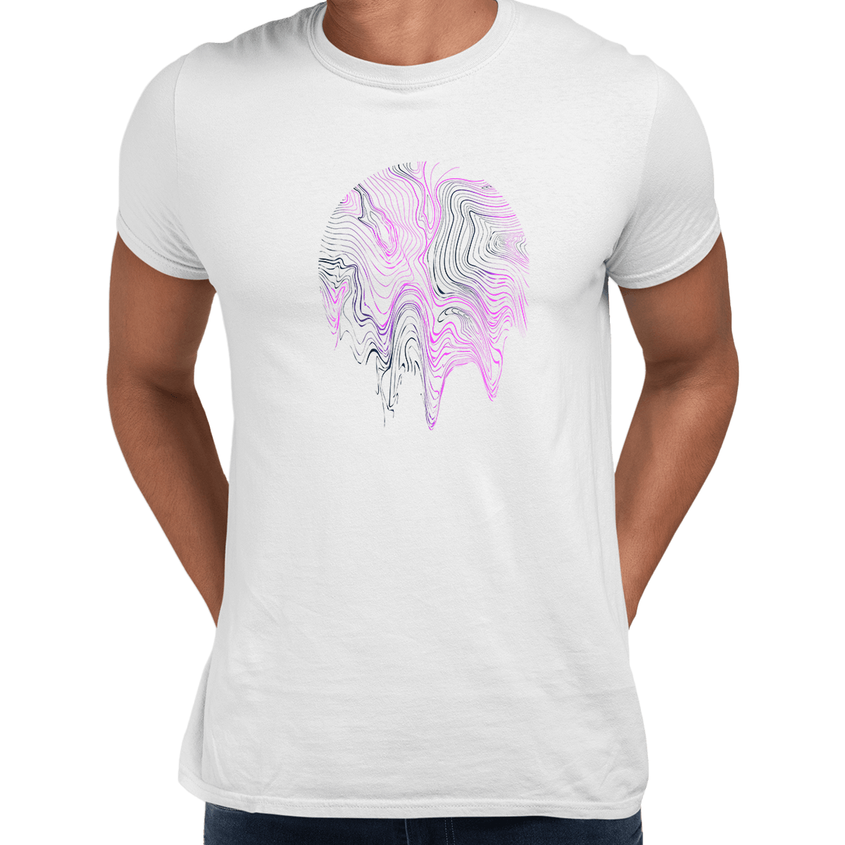 3D Vapor wave abstract liquid Fluid Sphere  Surreal Unique Design T-shirt - Kuzi Tees