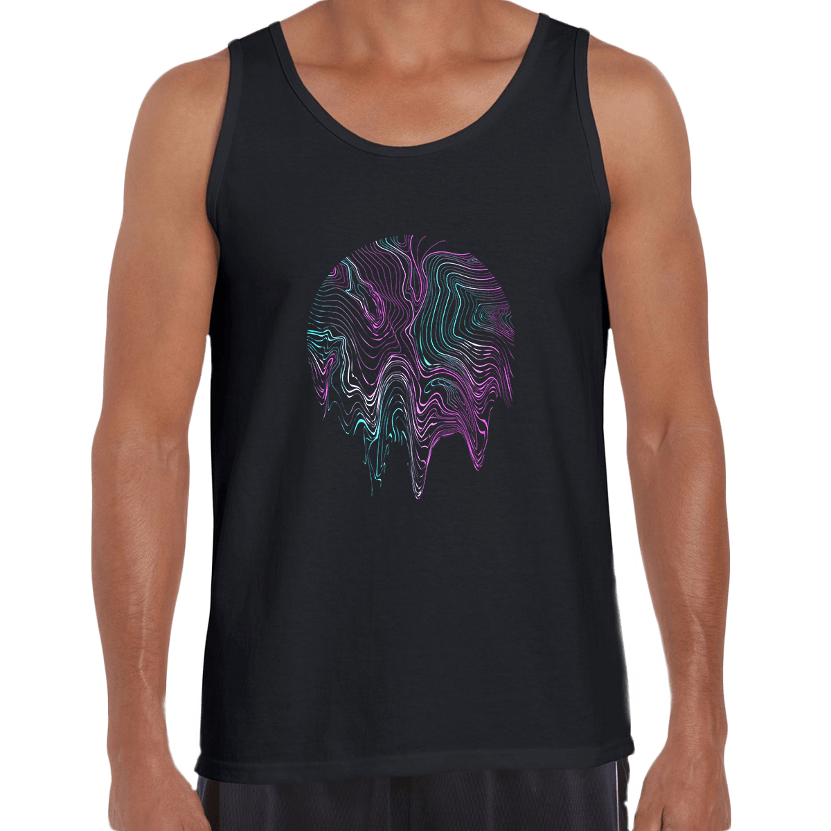3D Tank Top Vaporwave abstract liquid Fluid Sphere Surreal Unique Design - Kuzi Tees