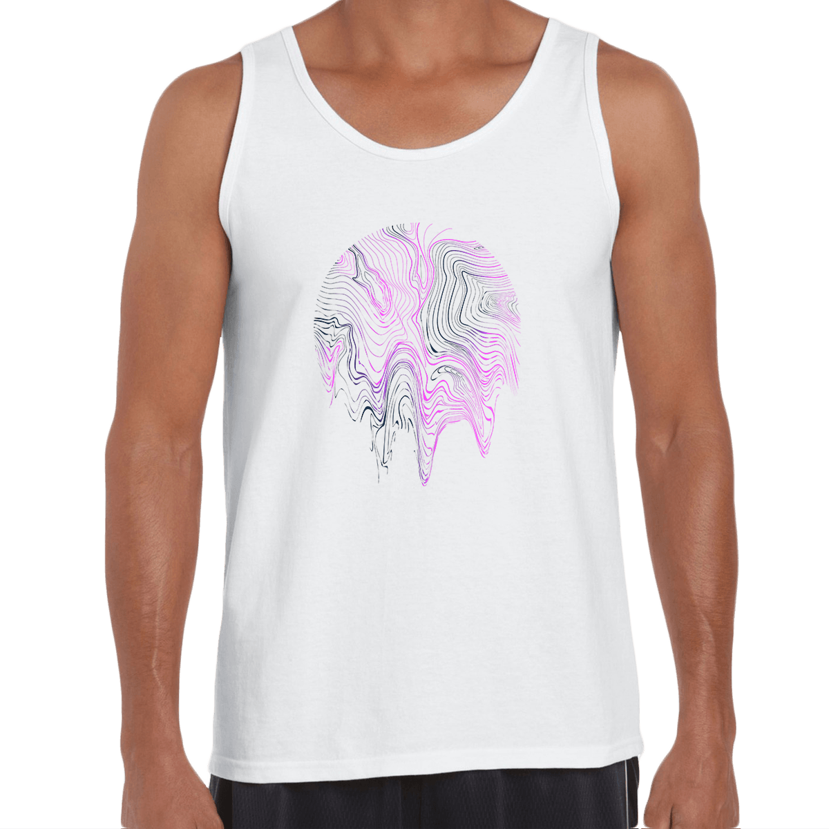 3D Tank Top Vaporwave abstract liquid Fluid Sphere Surreal Unique Design - Kuzi Tees