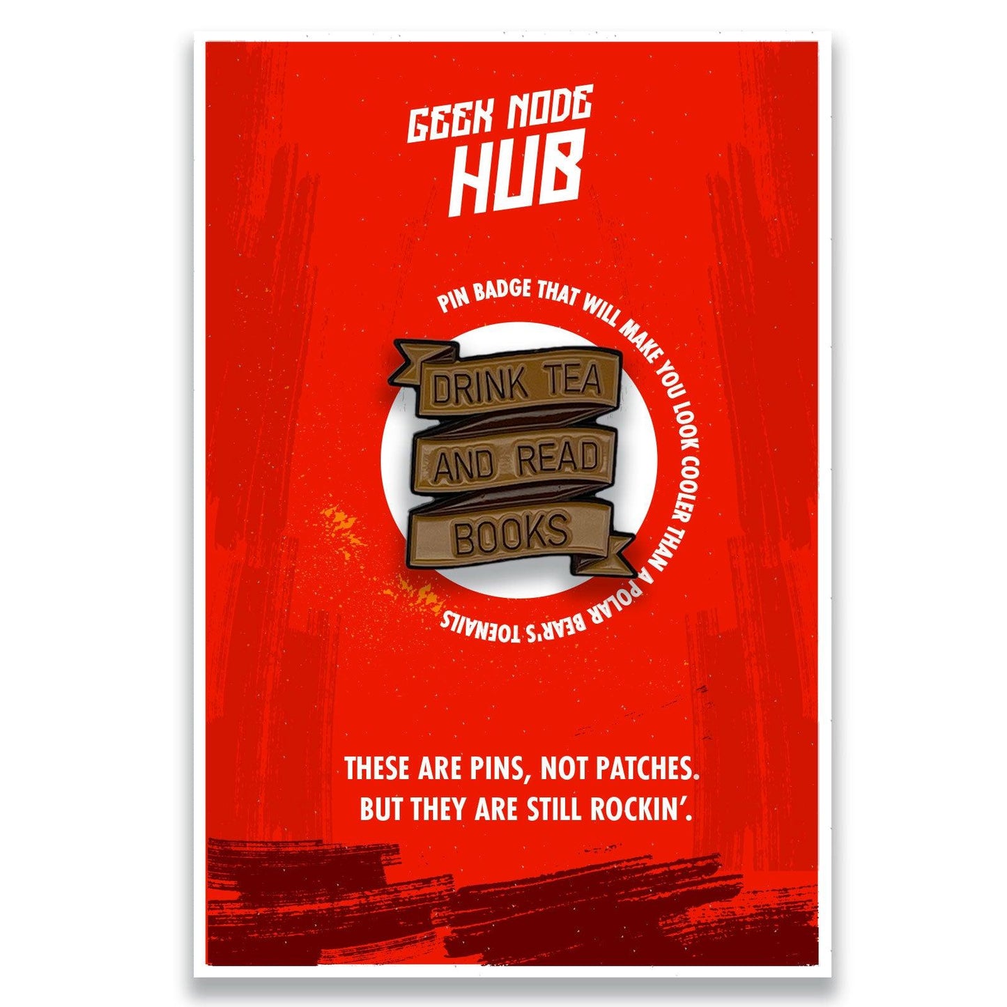 Drink Tea and Read Books Banner Badge Pin Brooch Enamel Booktok Book Lover - Kuzi Tees