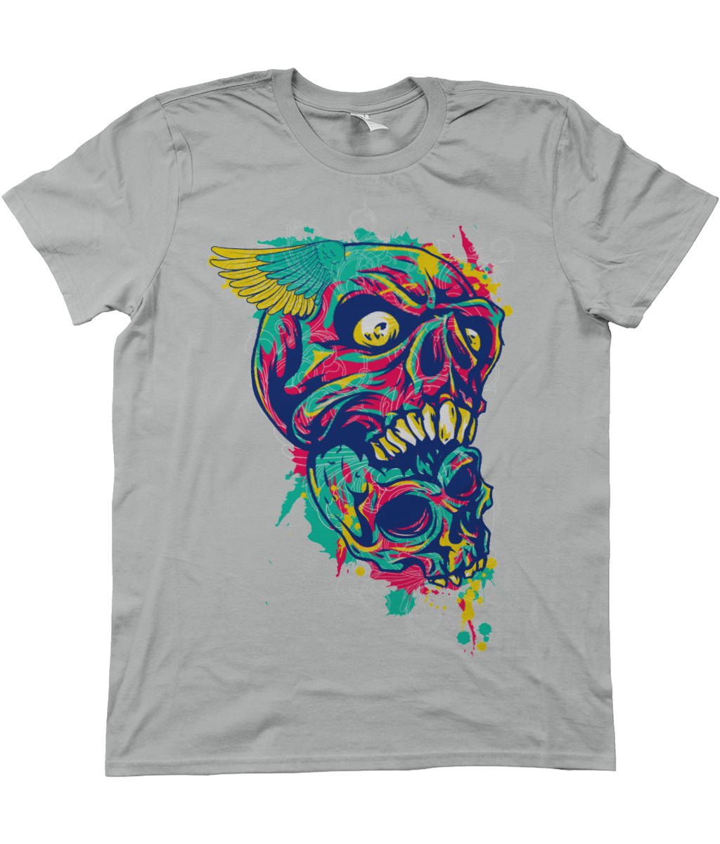 Urban Graffiti Two Demon Skull Angel Wing T-Shirt - Kuzi Tees