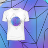 Abstract Blue Gradient Mesh Sphere T-shirt With Geometric Polygon Lines - Kuzi Tees