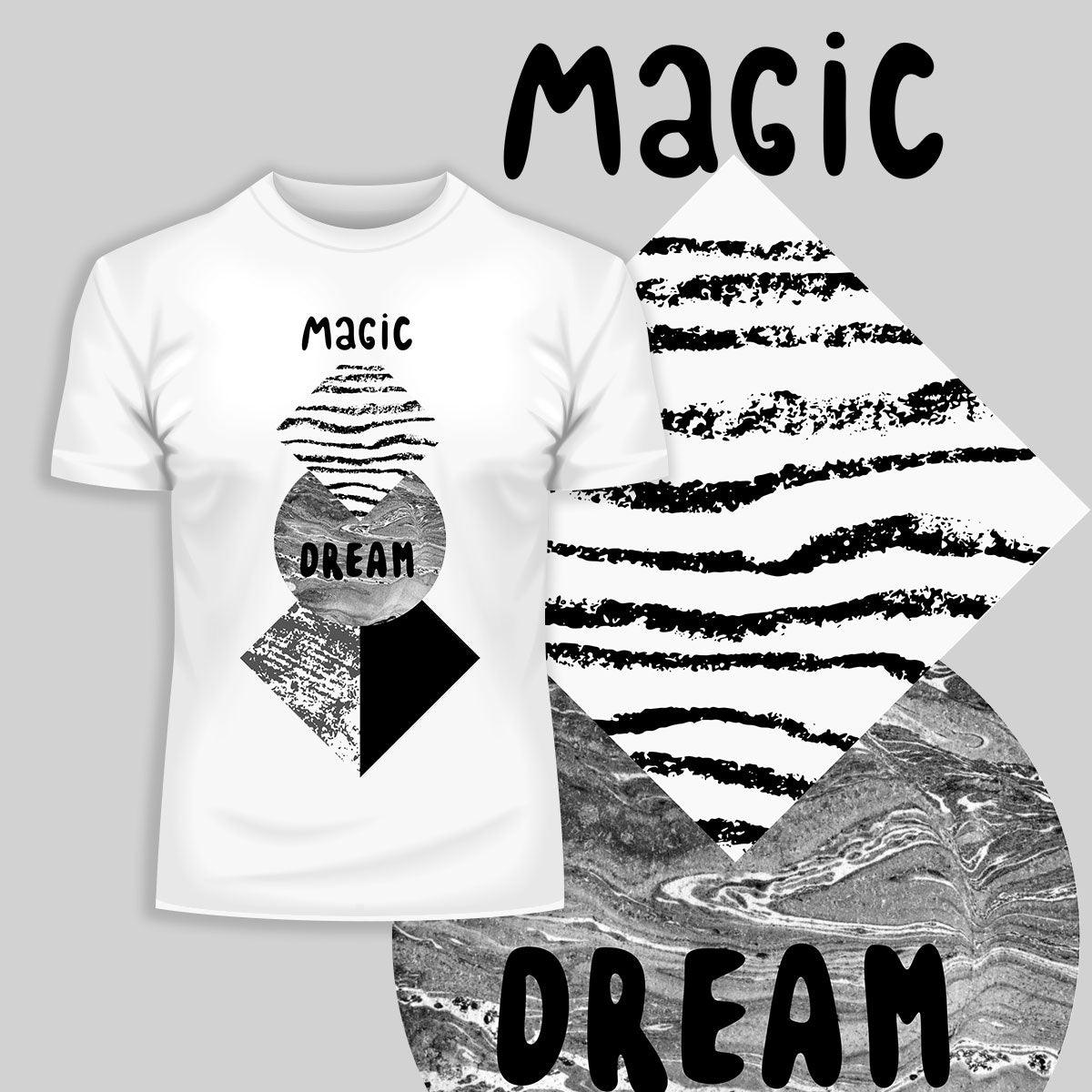 Abstract geometry shapes with watercolor & grunge - Magic Dream T-shirt - Kuzi Tees