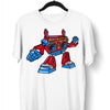 BoomBox Retro Vintage Robot Cassette Player Music Nostalgia White Black & Grey T-shirt - Kuzi Tees
