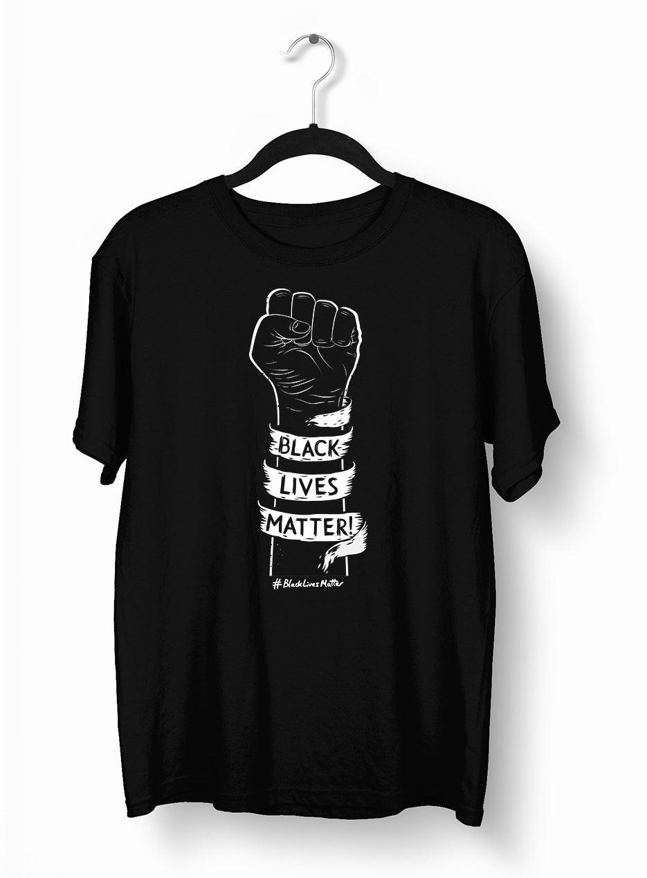 Closed Palm Black Lives Matter Anti Racism Protest Black & White T-Shirt - Kuzi Tees