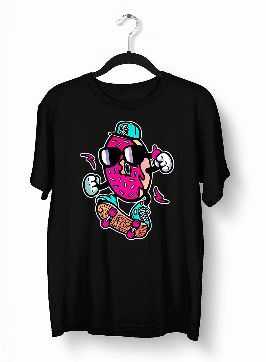 Old School Donut Skate Nostalgia 80's Shirt White Black & Grey Tee - Kuzi Tees