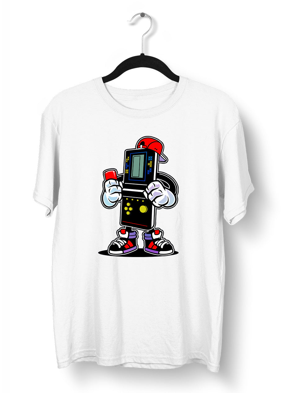 Old School Nintendo Game Boy Nostalgia Tetris White Black & Grey T-shirt - Kuzi Tees