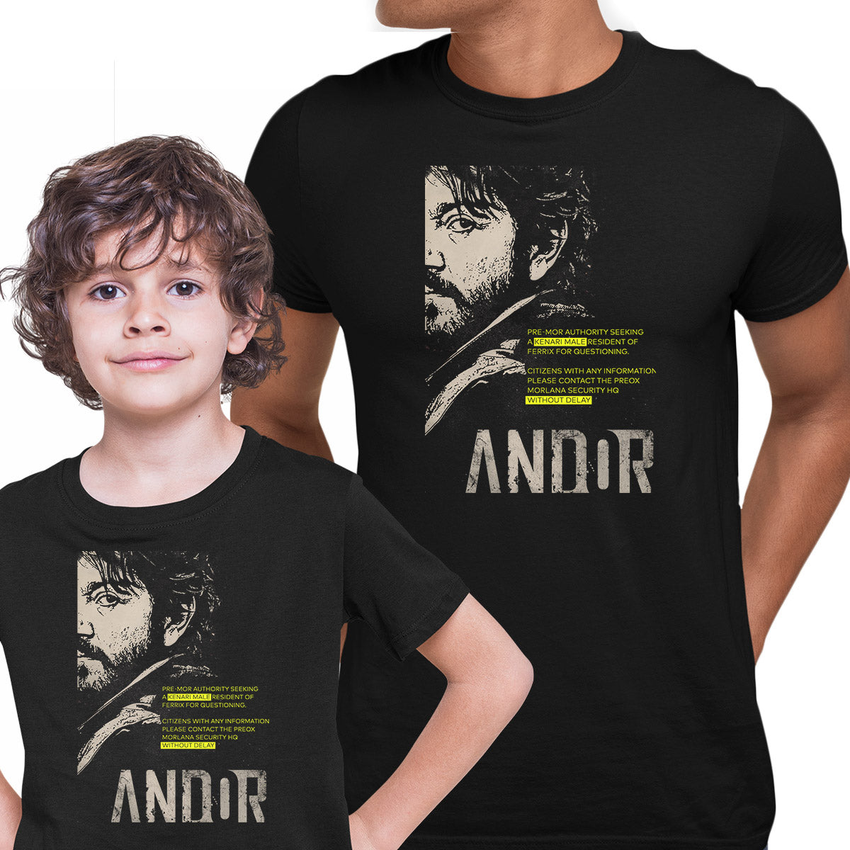 Andor Cassian  Wanted Black T-shirt Diego Luna Star Wars Series