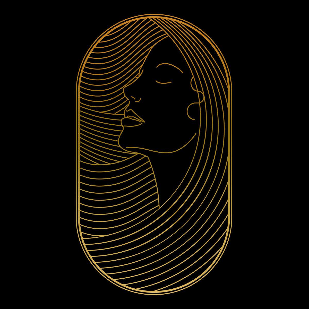 Art Deco Elegant Portraits Unisex T-shirt Golden Nostalgia Soft Line Design 10 - Kuzi Tees