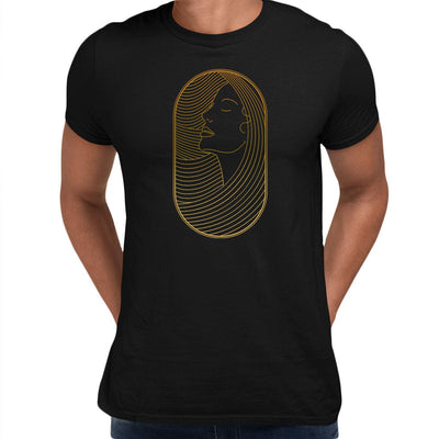 Art Deco Elegant Portraits Unisex T-shirt Golden Nostalgia Soft Line Design 10 - Kuzi Tees