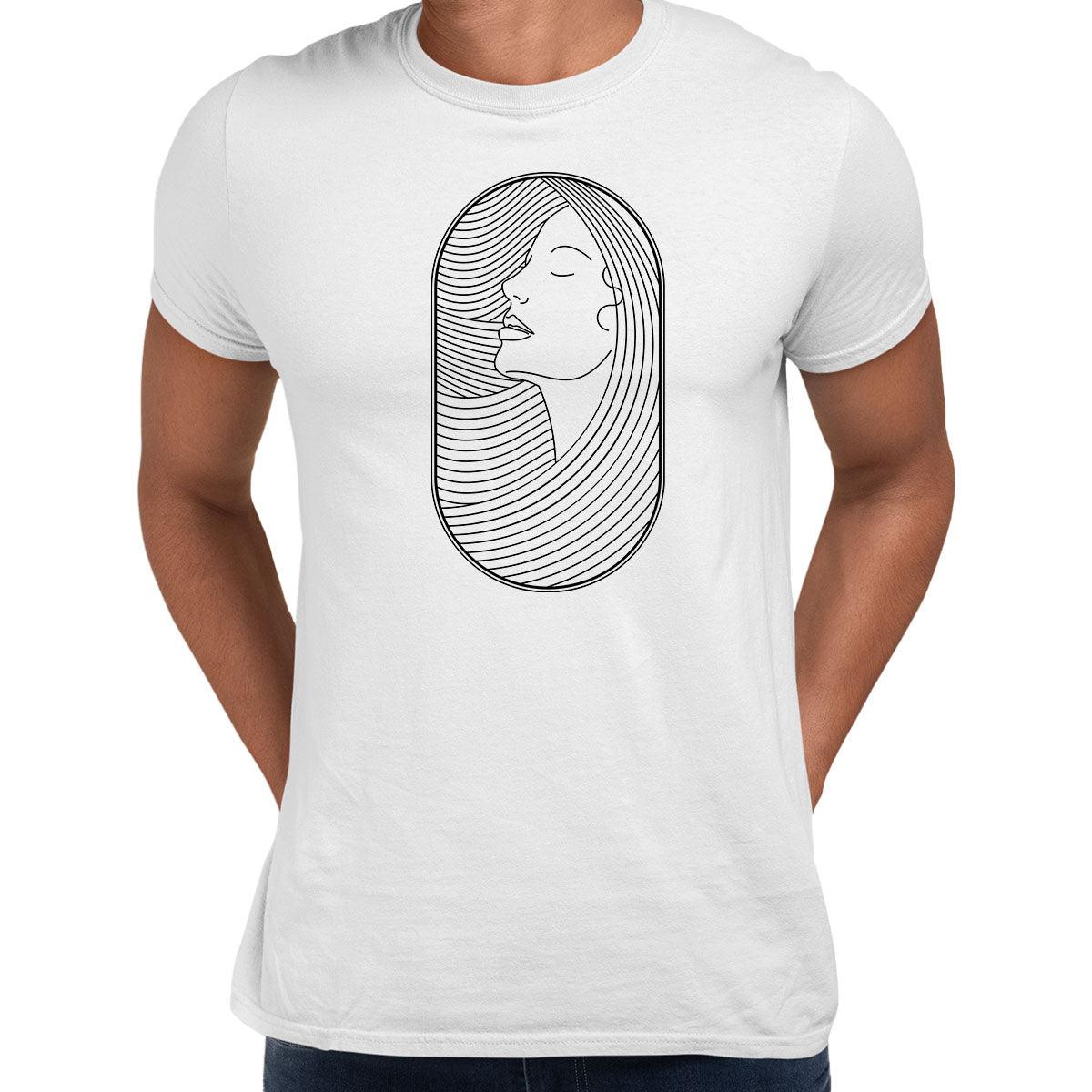 Art Deco Elegant Portraits Unisex T-shirt Golden Nostalgia Soft Line Design 10 - Kuzi Tees