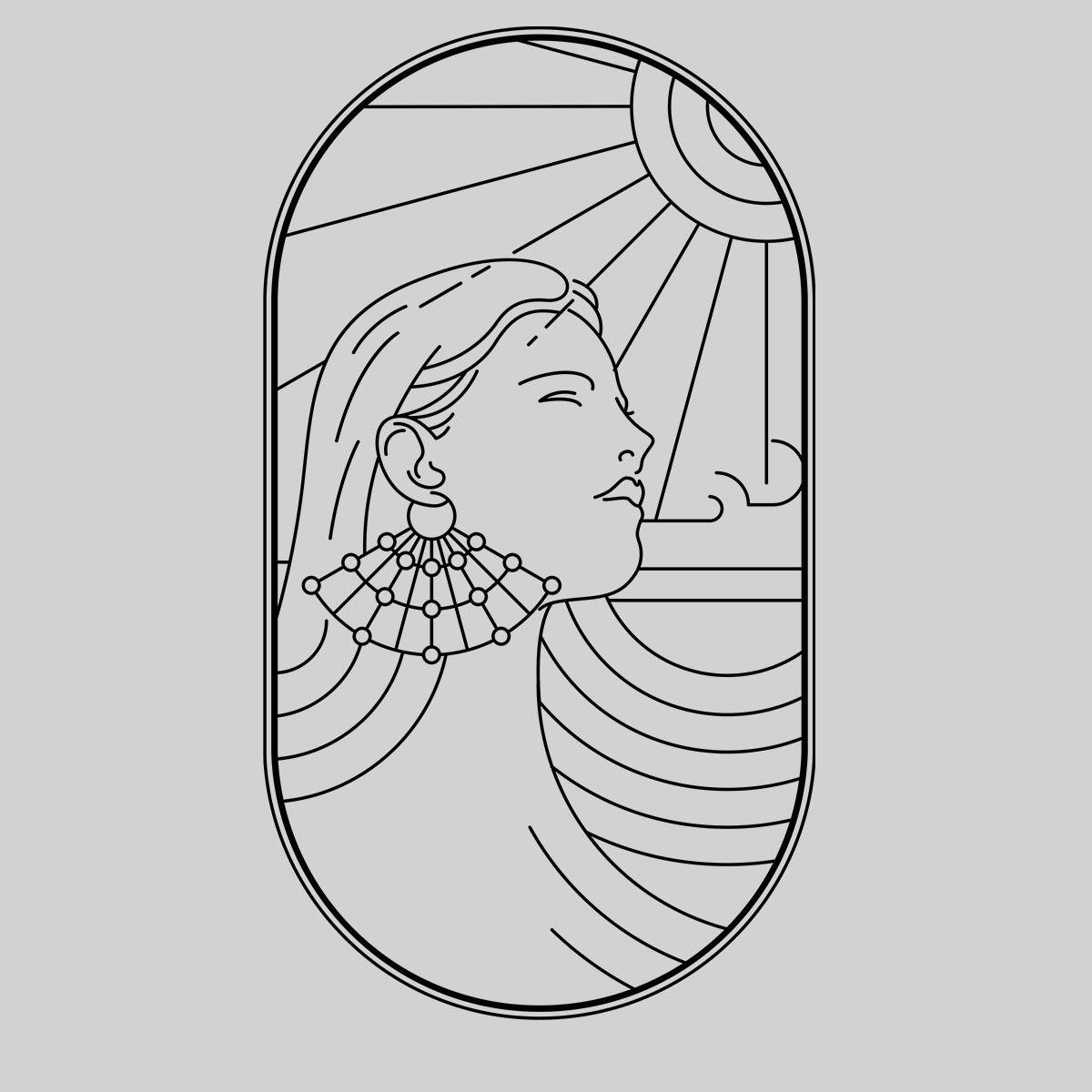 Art Deco Elegant Portraits Unisex T-shirt Golden Nostalgia Soft Line Design 2 - Kuzi Tees