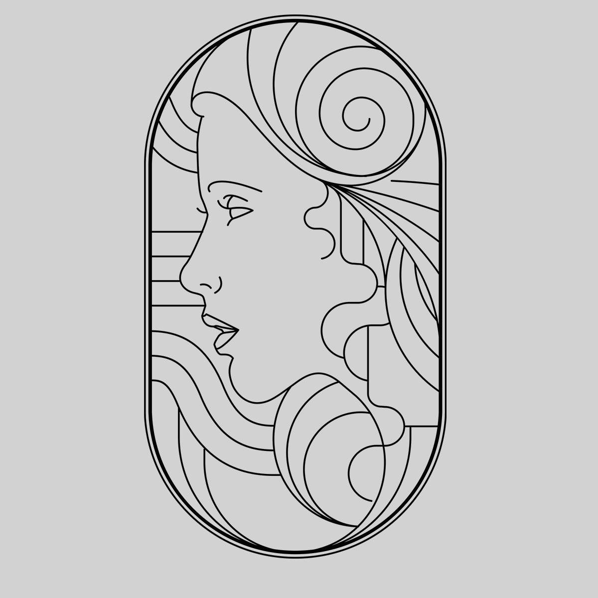 Art Deco Elegant Portraits Unisex T-shirt Golden Nostalgia Soft Line Design 8 - Kuzi Tees