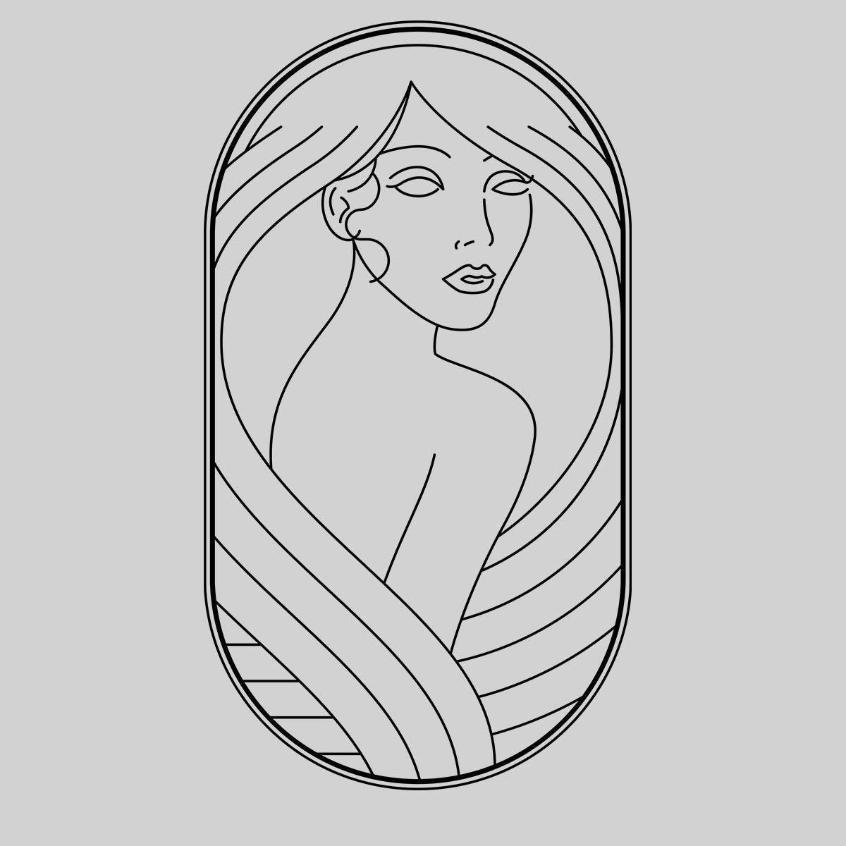 Art Deco Elegant Portraits Unisex T-shirt Golden Nostalgia Soft Line Design 9 - Kuzi Tees
