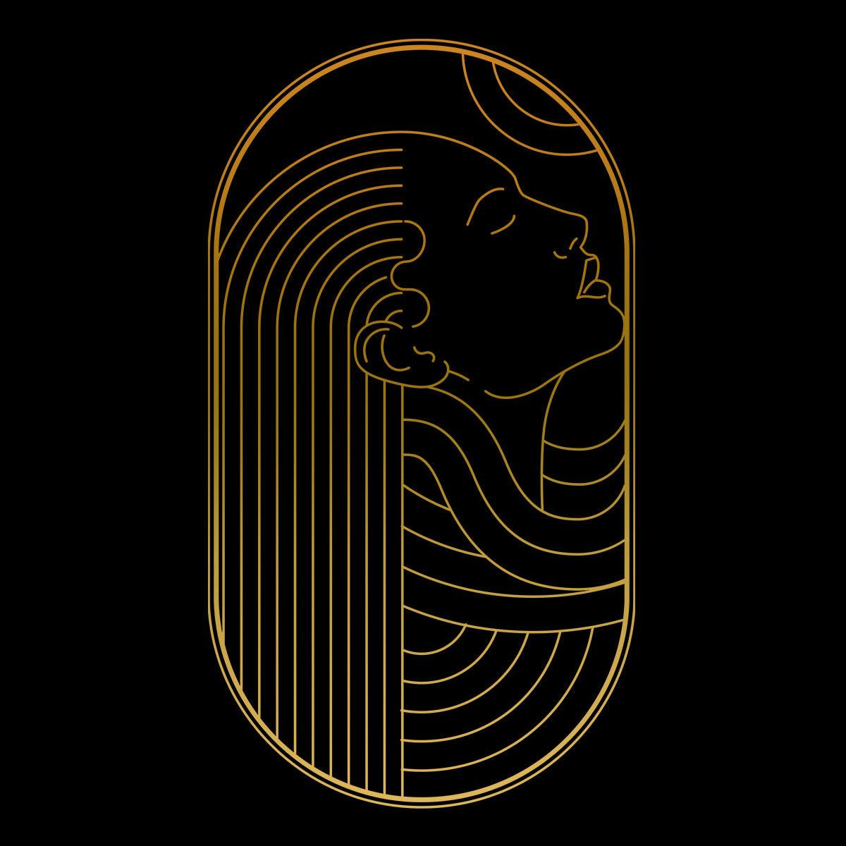 Art Deco Elegant Portraits Unisex T-shirt Golden Nostalgia Soft Line Design 6 - Kuzi Tees