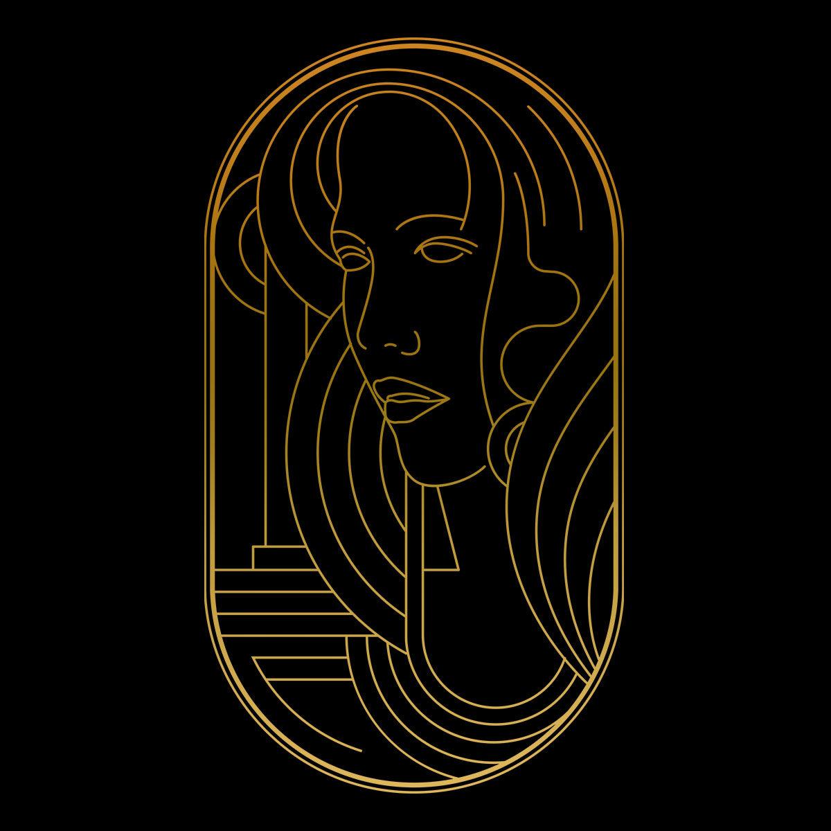 Art Deco Elegant Portraits Unisex T-shirt Golden Nostalgia Soft Line Design 4 - Kuzi Tees