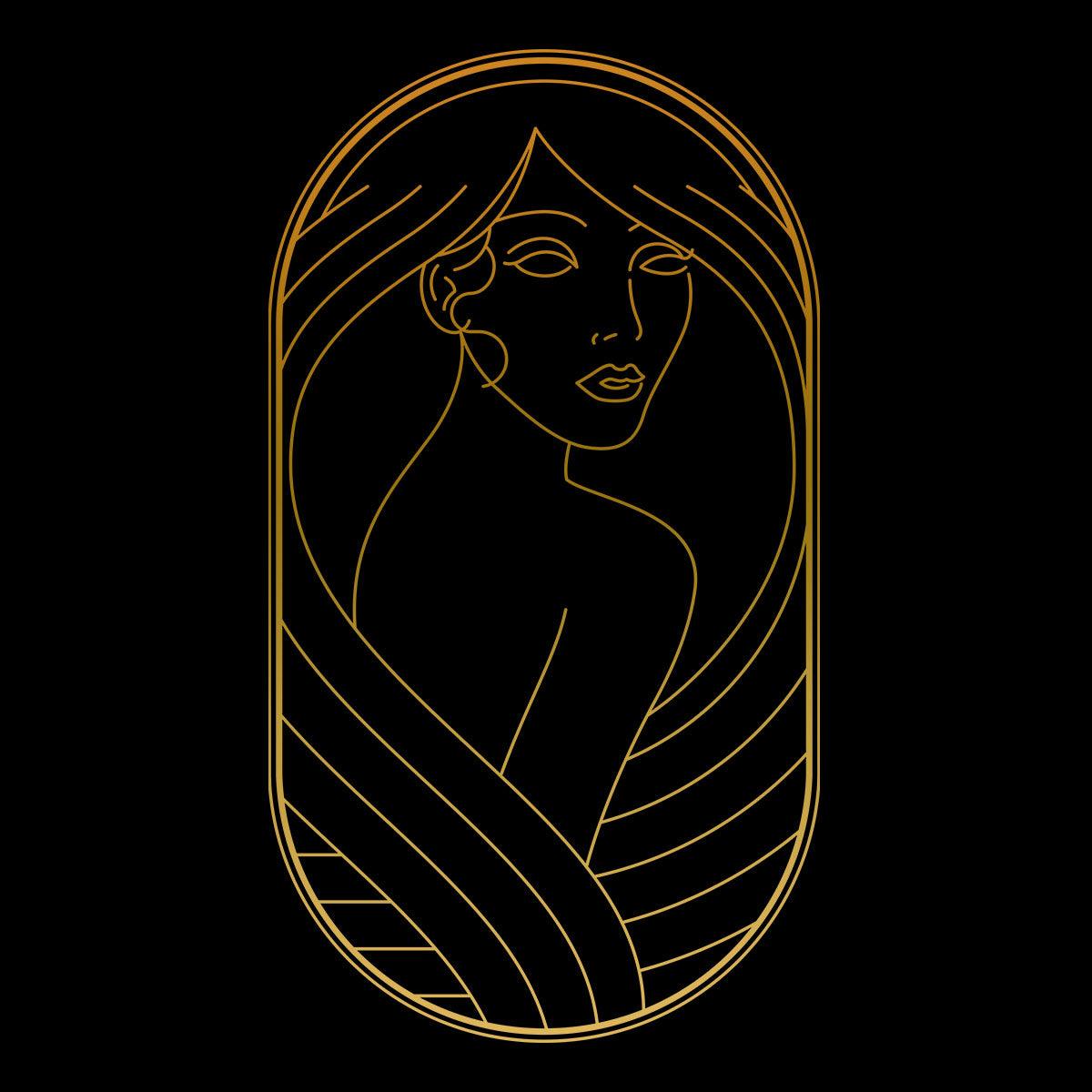 Art Deco Elegant Portraits Unisex T-shirt Golden Nostalgia Soft Line Design 9 - Kuzi Tees