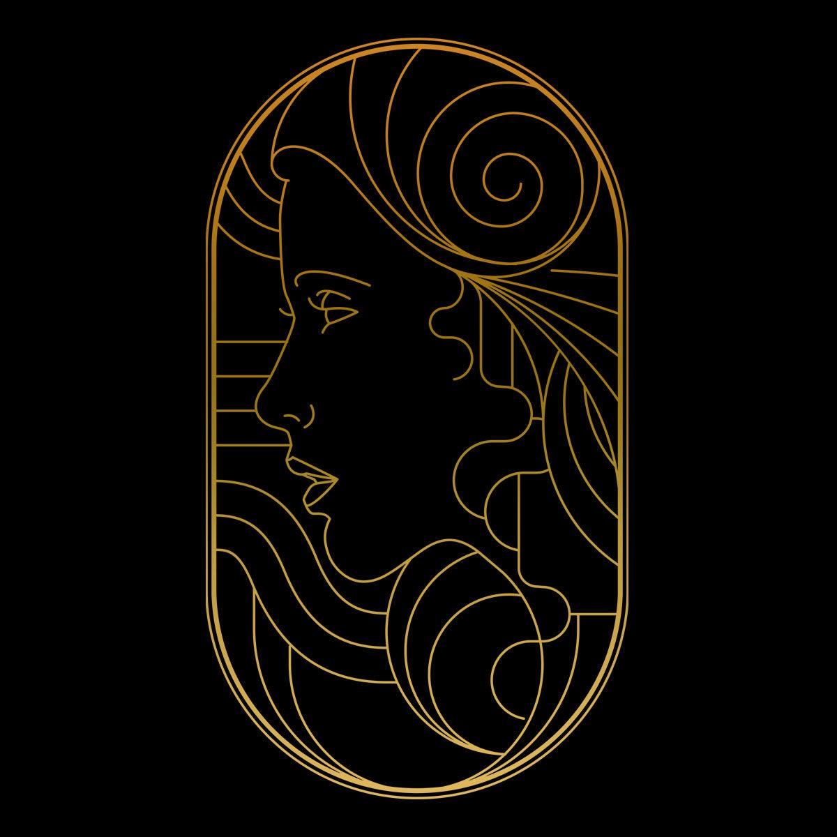 Art Deco Elegant Portraits Unisex T-shirt Golden Nostalgia Soft Line Design 8 - Kuzi Tees