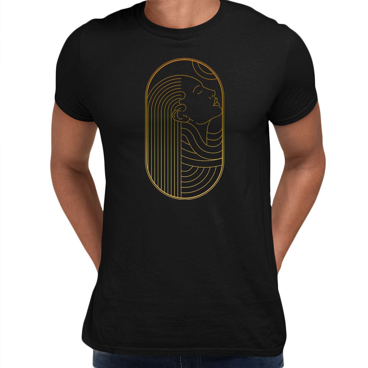 Art Deco Elegant Portraits Unisex T-shirt Golden Nostalgia Soft Line Design 6 - Kuzi Tees