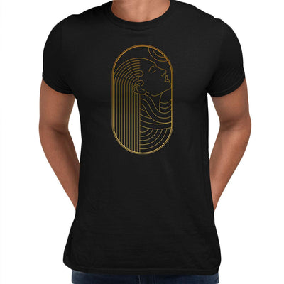 Art Deco Elegant Portraits Unisex T-shirt Golden Nostalgia Soft Line Design 6 - Kuzi Tees
